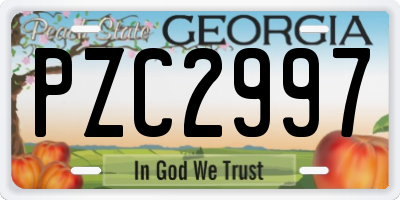 GA license plate PZC2997