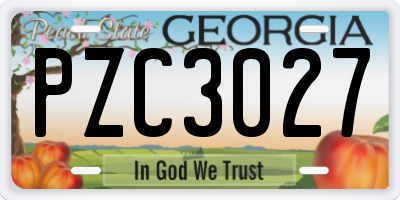 GA license plate PZC3027