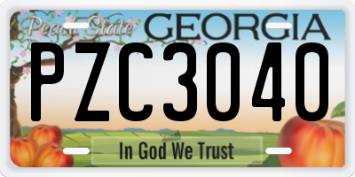 GA license plate PZC3040