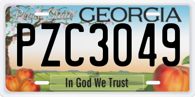 GA license plate PZC3049