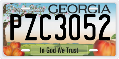 GA license plate PZC3052