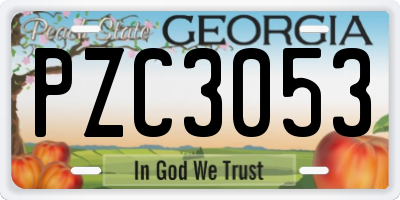 GA license plate PZC3053