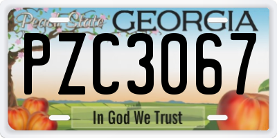 GA license plate PZC3067