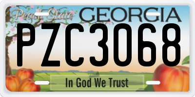 GA license plate PZC3068