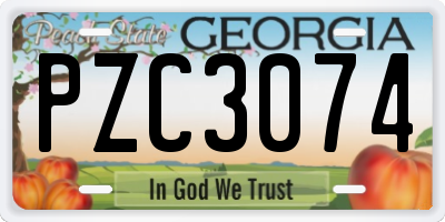 GA license plate PZC3074