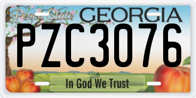 GA license plate PZC3076