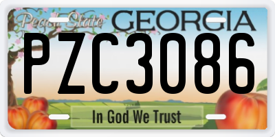 GA license plate PZC3086