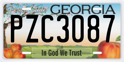 GA license plate PZC3087