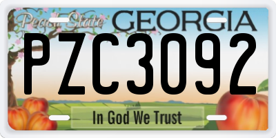 GA license plate PZC3092