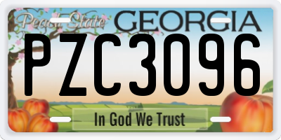 GA license plate PZC3096