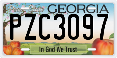 GA license plate PZC3097