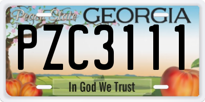 GA license plate PZC3111