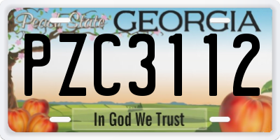 GA license plate PZC3112
