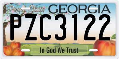GA license plate PZC3122