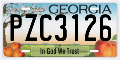 GA license plate PZC3126