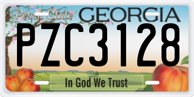 GA license plate PZC3128