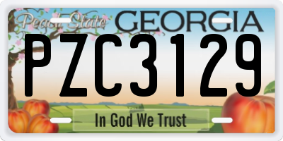 GA license plate PZC3129