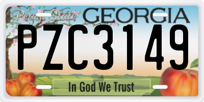 GA license plate PZC3149