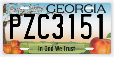 GA license plate PZC3151
