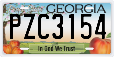 GA license plate PZC3154