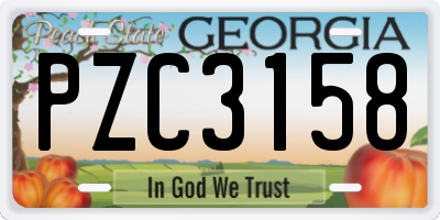 GA license plate PZC3158