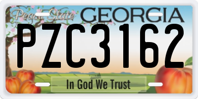 GA license plate PZC3162