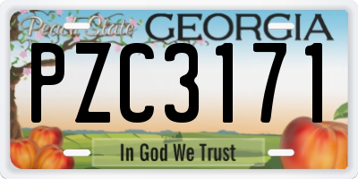 GA license plate PZC3171