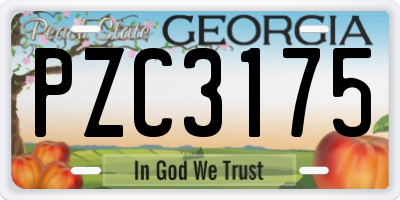 GA license plate PZC3175