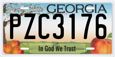 GA license plate PZC3176