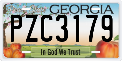 GA license plate PZC3179