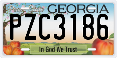 GA license plate PZC3186