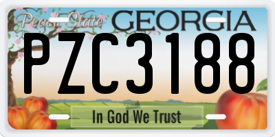 GA license plate PZC3188