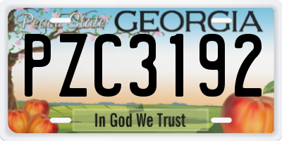 GA license plate PZC3192
