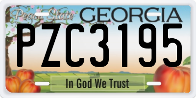 GA license plate PZC3195