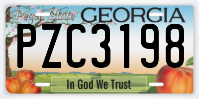 GA license plate PZC3198