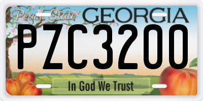 GA license plate PZC3200