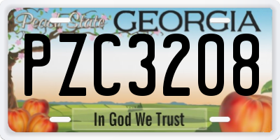 GA license plate PZC3208