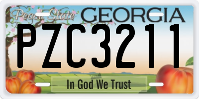 GA license plate PZC3211