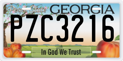 GA license plate PZC3216