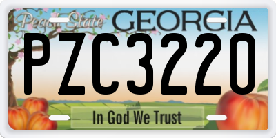 GA license plate PZC3220