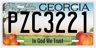GA license plate PZC3221