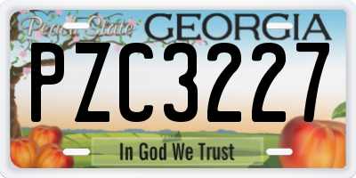 GA license plate PZC3227
