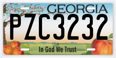 GA license plate PZC3232