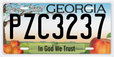 GA license plate PZC3237