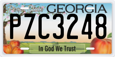 GA license plate PZC3248