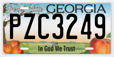 GA license plate PZC3249