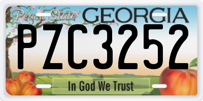 GA license plate PZC3252