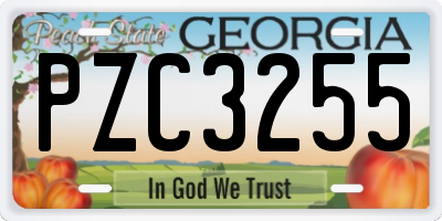 GA license plate PZC3255