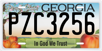GA license plate PZC3256