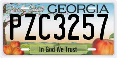 GA license plate PZC3257